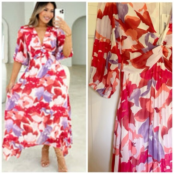 NWT Gingham & Heels Floral Midi Dress - Picture 2 of 10